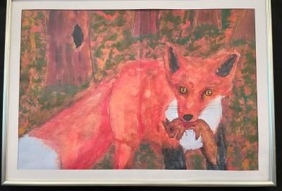 Les a život v lese, malba, D. Kverka, 9. A, vedla M. Neubertová